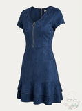 Rosie Harlow Juniors Zip-Front Fit & Flare Dress, Size Medium