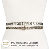 INC International Concepts Glitter & Lace 2-for-1 Skinny Belts