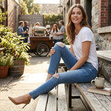 Current/Elliott Stiletto Distressed Ankle Skinny Jeans Stretch Indigo, SZ 27