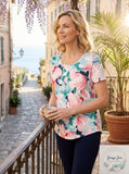 JM Collection Printed Scoop-Neck Top, Size Large
