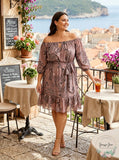 City Chic Trendy Plus Size Printed Off-The-Shoulder Peasant Dress, Size 20W