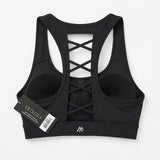 Ideology Lace-Up Back Racerback Seamless Mid-Impact Sports Bra Xs/Black