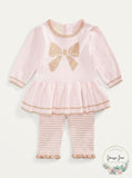 First Impressions Baby Girls Bow Sweater and Striped Tights, Size 12Months