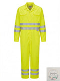 Bulwark Mens Hi-vis Deluxe Coverall with Reflective Trim, Size Large