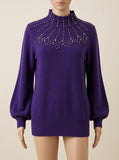 Alfani Women's Cotton Pointelle-detail Mock Neck Sweater,Size Large