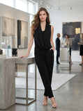 Bar III Women's Sleeveless Draped Jumpsuit, Black, Size Small