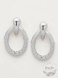 Anne Klein Silver-Tone Basket Weave Textured Doorknocker Clip-on Drop Earrings