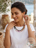 I.n.c. Gold-Tone Multicolor Crystal Velvet-Woven Statement Necklace, 18 + 3