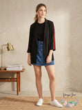 Almost Famous Juniors Stripe-Sleeved Jacket, Size Medium