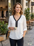 A. Byer Juniors Contrast Trim Zip Neck Top, Size XS
