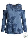 INC International Concepts Cotton Printed Cold Shoulder Sweater, Size XXL