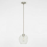Cresswell Lighting 9in Modern Brushed Nickel Clear Glass Round Mini Pendant Ceili