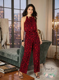 Thalia Sodi Cheetah-Print Chain-Neck Jumpsuit, Size Small
