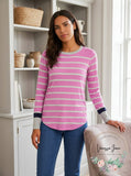 Nic+Zoe Vital Striped Top Sweater Pullover, Size XL