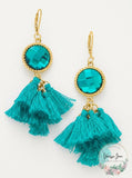 Inc Gold-Tone Stone and Tassel Drop Earrings