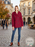 Lucky Brand Women's Double Breasted Zip Peacoat, Cranberry, Size Small