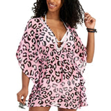 Miken Juniors Leopard-Print Smocked-Waist Cover-Up, Size Small