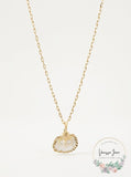 Aqua Shell & Cultured Freshwater Pearl Pendant Necklace