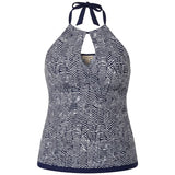 Island Escape Plus Size Mikonos Beach Printed Keyhole Underwire Tankini Top, 16W