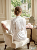 Linea Donatella Women's Mrs-Embroidered Wrap Robe Ivory White, Size Small