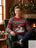 Blizzard Bay Mens Sloth Tree Ugly Christmas Sweater, Red/Grey/Black, Size XL