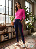 AQUA Cashmere Ribbed Pull On Joggers Active Wear Pants Peacoat Pink M