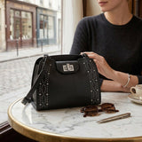Calvin Klein Clementine Mercury Leather and Celestial Stud Embellished Crossbody