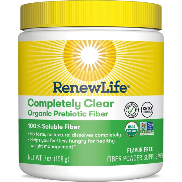Renew Life Adult Completely Clear Organic Prebiotic Fiber - 7 oz | Keto-Friendly Fiber Powder Supplement