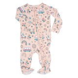 Retro Roller Skates Ruffle Baby Footie