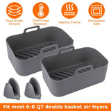 Reusable Air Fryer Silicone Pot Rectangle Replacement of Parchment Liners 6-8 Quart