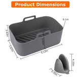 Reusable Air Fryer Silicone Pot Rectangle Replacement of Parchment Liners 6-8 Quart