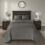Reversible Bedspread Set Dark Grey Full