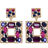 Rhinestone Square Drop Earrings