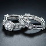 Rhodium Plated Cubic Zirconia Engagement Ring Set - Assorted Sizes