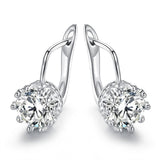 Rhodium Swarovski Elements Huggie-Hoop Earring
