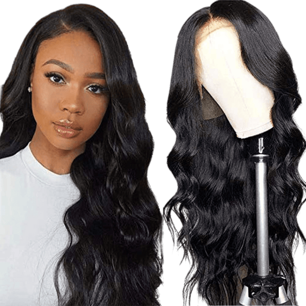 RIO Body Wave Human Hair Front Lace Wig - Natural Black