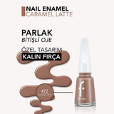 Flormar Nail Enamel: High Pigment, Long Lasting Nail Polish - 472 Caramel Latte - Chip Resistant, Glossy Finish for Stunning Nails