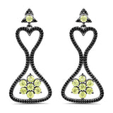 6.93 Carat Genuine Peridot and Black Spinel .925 Sterling Silver Earrings