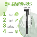 Portable Bike Pump - 80 PSI High Pressure