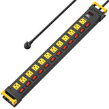 12-Outlet Heavy Duty Power Strip with Individual Switches – 1020J Surge Protector, 9FT Cord, Wall Mountable