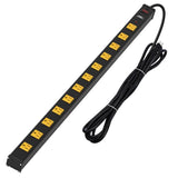 CRST 12-Outlet Metal Power Strip Surge Protector — 1800J, 2.6" Wide Outlets, Mountable