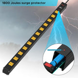CRST 12-Outlet Metal Power Strip Surge Protector — 1800J, 2.6" Wide Outlets, Mountable