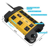 Wide Spaced 8-Outlet Heavy Duty Metal Power Strip Surge Protector, 1350 Joules Protection, Dual USB Ports