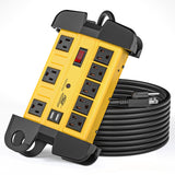 Wide Spaced 8-Outlet Heavy Duty Metal Power Strip Surge Protector, 1350 Joules Protection, Dual USB Ports