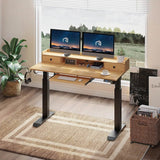 Rolanstar Height Adjustable Desk Standing Desk with Keyboard Tray and Monitor Shelf