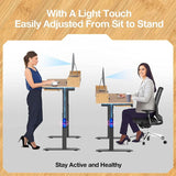 Rolanstar Height Adjustable Desk Standing Desk with Keyboard Tray and Monitor Shelf