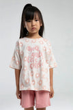 Roly Poly Girls Shorts Set Beige Breathable Cotton Blend