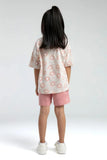 Rolly Polly Girls Beige Shorts Set with Breathable Fabric