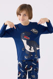 Roly Poly Boys Long Sleeve Pajama Set in Dark Indigo