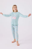Roly Poly Girls Long Pajama Set Soft Cotton Blend Water Green